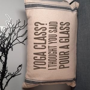 Yoga Pillow Cotton Funny Yoga Class Thought You Said Pour A Glass